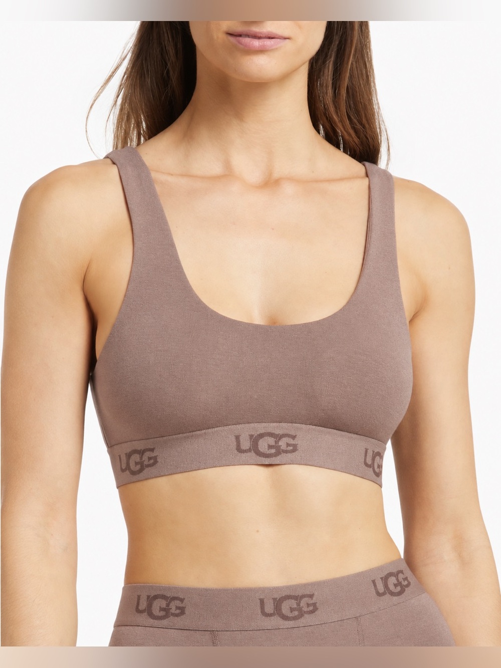 NWT UGG Gwendolynn Bralette XL Brown Taupe Logo Band
